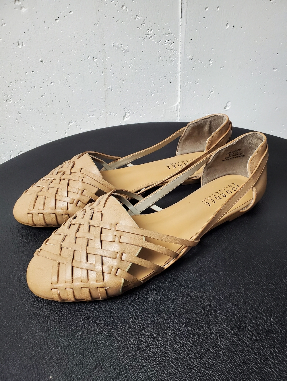 Journee Collection Women's Tan Woven D'Orsay Flats